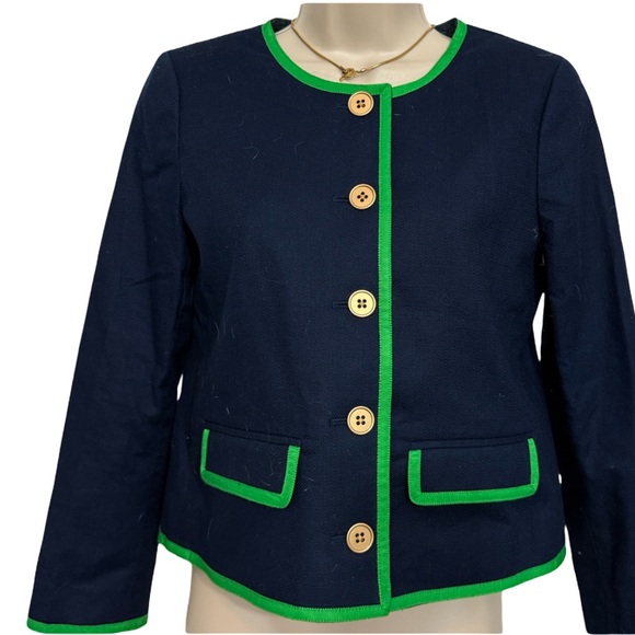 NWT J. Crew Navy Tipped Lady Jacket in Basketweave - Picture 3 of 6
